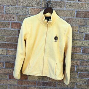 Vintage Ralph Lauren Embroidered Fleece Zip Up Large Yellow